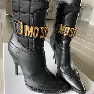 Black Moschino Boots with Gold hardware